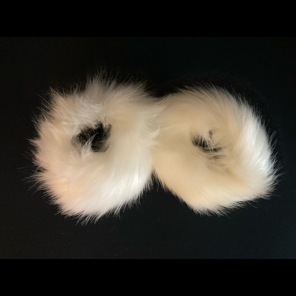 White Faux Fur Wrist Cuffs